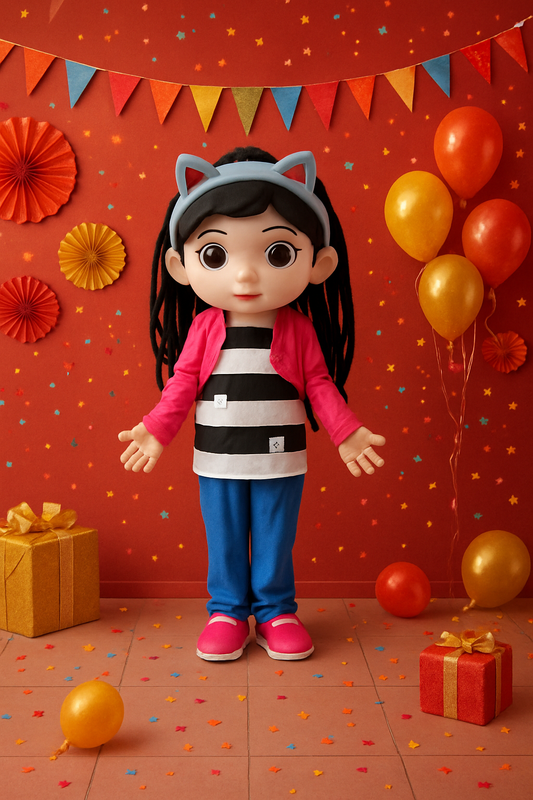 Gabby Poppenhuis mascotte verhuur. De magische vriendin van alle kinderen! Gabby maakt van ieder feestje een betoverend avontuur! 🌟